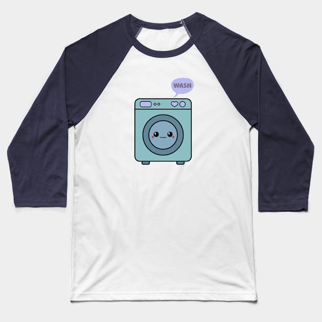 Kawaii Washing Machine Baseball T-Shirt by Sasyall